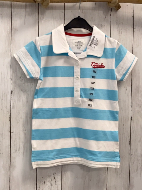 neu H&M  T-Shirt  Gr. 122  weiß hellblaue Striefen weißer Polokragen
