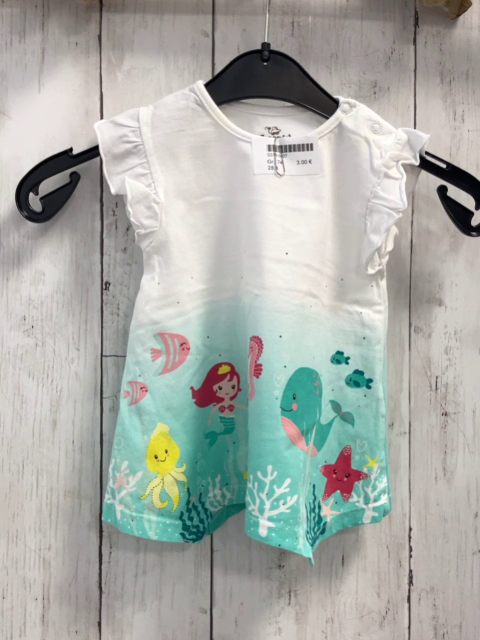   T-Shirt  Gr. 74  weiß mint Nixen Fische Wale 