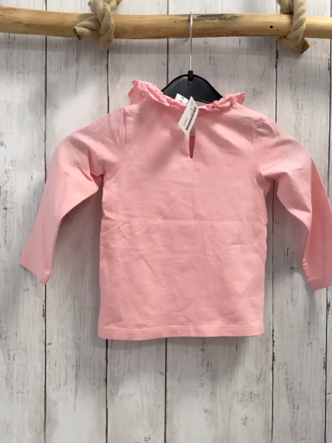   Langarmshirt  Gr. 86  rosa Rüschenkragen mit Lochstickerei 