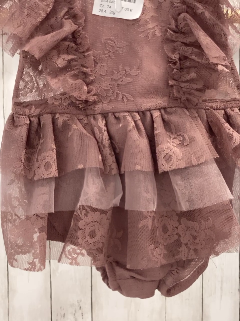 2tlg Playsuit + Haarband Gr. 74  altrosa Spritz Rüsschen