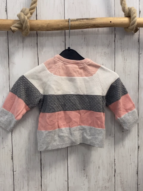 H&M  Strickjacke  Gr. 68  rosa weiß grau hellgraue Streifen 