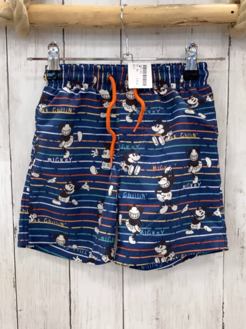  Badeshorts Gr. 98  blau bunte Streifen Mickey Mouse orange Kordel