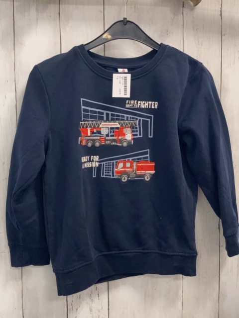   Pullover   Gr. 122  blau Feuerwehrfahrzeuge 