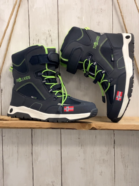 neu Trollkids  Boots  Gr. 38  blau hellgrüne Nähe Schnürsenkel + Bund 
