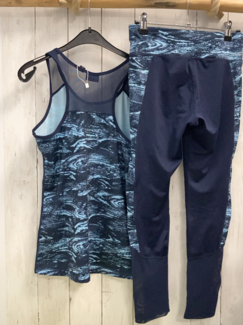 2tlg Manguun  Sportset  Gr. 164  blau hellblau gemustert Top + Leggings 