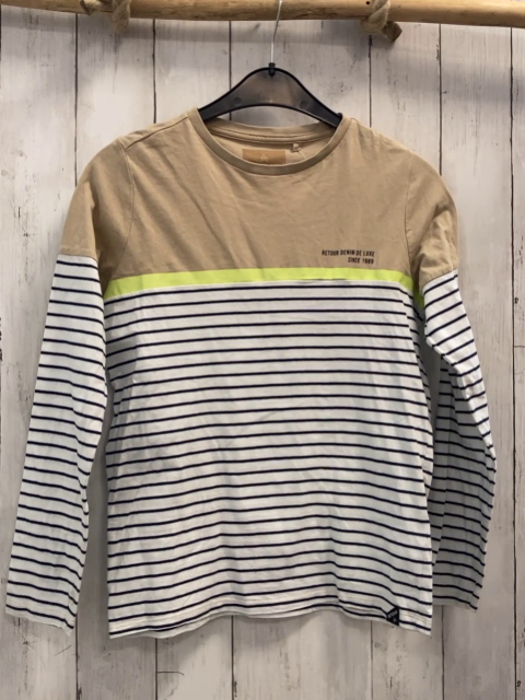 Retour Langarmshirt Gr. 158  beige schwarz weiße Streifen