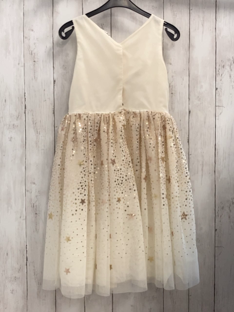 H&M Kleid Gr. 140  beige goldene Pailetten 