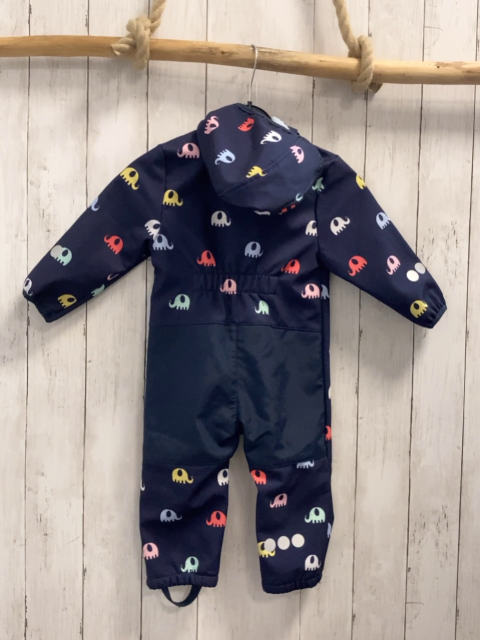   Softshelloverall Gr. 86  blau bunte Elefanten Kapuze 