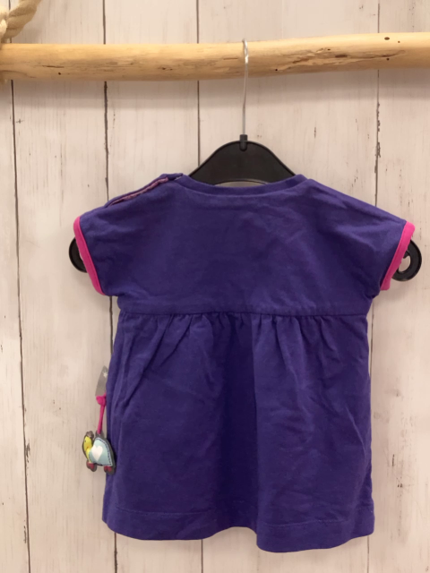 Sigikid  Wende T-Shirt  Gr. 68  lila Aufnäher / rosa pink Wellenstreifen + lila weiße Streifen