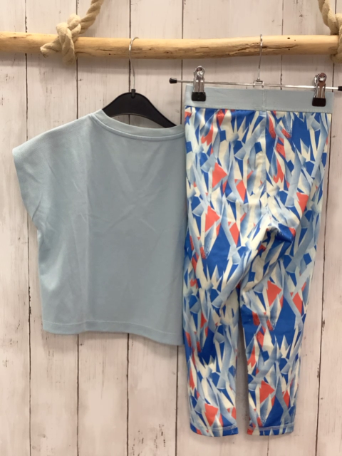 2tlg  Sportshirt + -leggings  Gr. 122/128  hellblau + hellblau weiß blau orange Druck