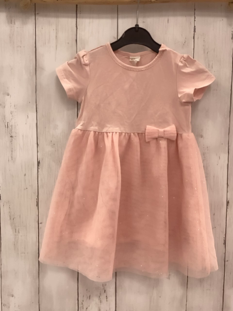 H&M  Kleid  Gr. 86  rosa Tüllüberrock mit goldenen Glitzerfäden 