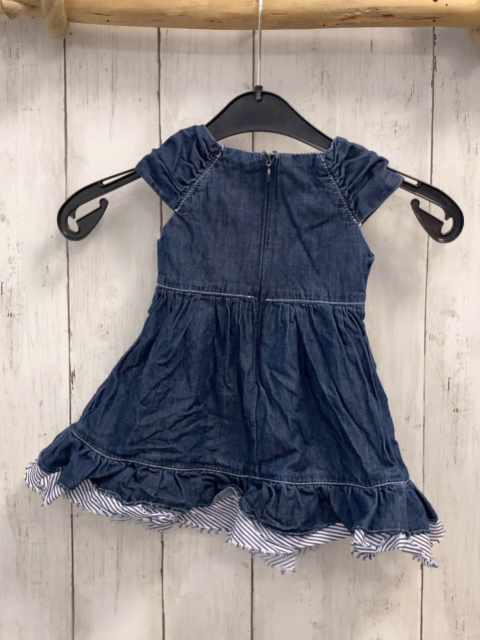 Laura Biagotti  Kleid  Gr. 68  blau jeans + blau weiß gestreifte Rüschen + Netzrüschen 