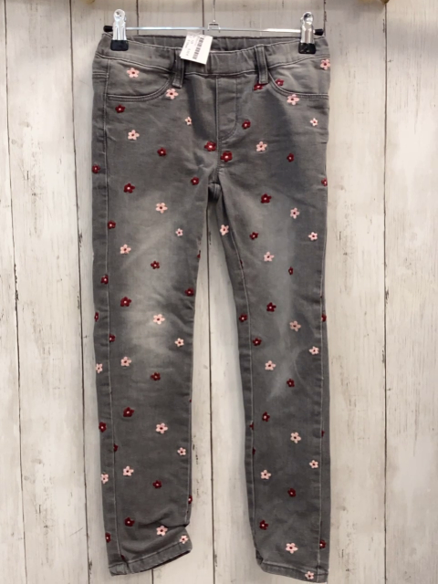 S´Oliver  Jeggings  Gr. 128  grau Jeans weinrot rosa Blumen 