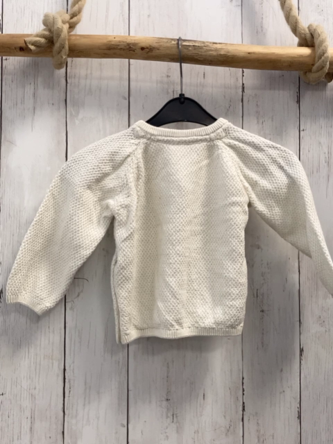 H&M  Pullover  Gr. 74  weiß Strick Struktur seitlich geknöpft 