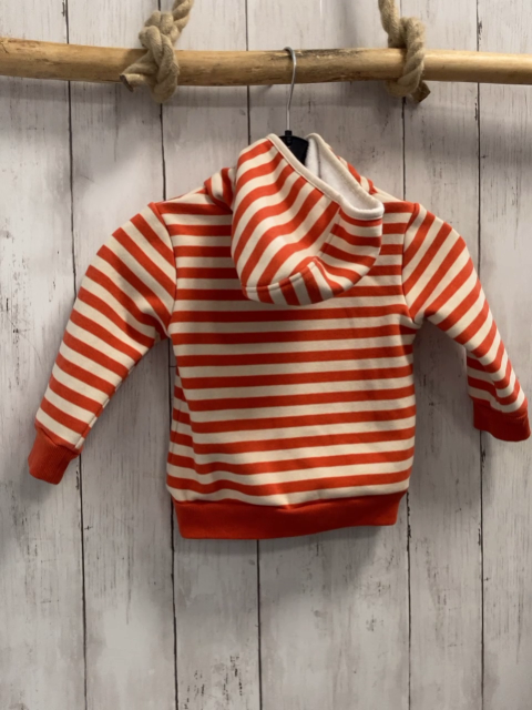  Pullover Gr. 80  orange weiß gestreift Kapuze Wachbär