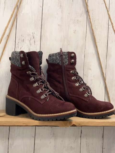  Boots  Gr. 36  weinrot grauer Strickbund 