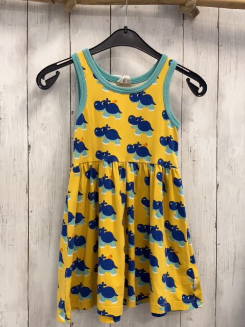  Kleid Gr. 98  gelb blaue Nilpferde hellblauer Bund