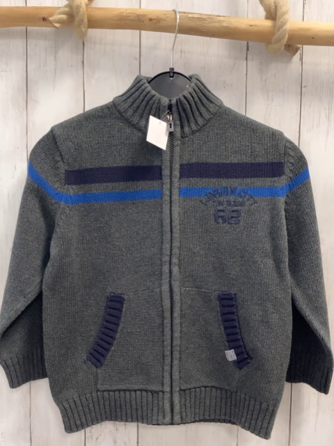 Tom Tailor  Strickjacke  Gr. 122  grau + blau hellblaue Streifen 