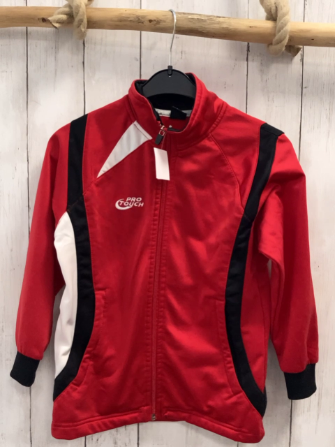 Pro Touch  Joggingjacke  Gr. 116  rot + schwarz weiße Streifen schwarzr bund