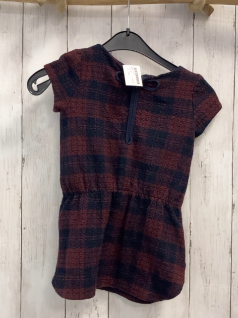 Zara  Kleid  Gr. 98  blau weinrot kariert Struktur 