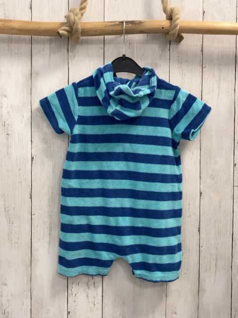 S´Oliver  Playsuit  Gr. 92  türkis blaue Streifen Frottee Kapuze 