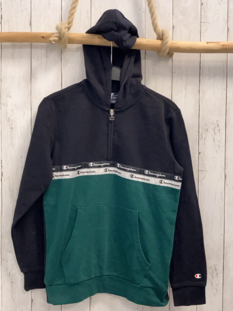 Champion  Pullover  Gr. 152  schwarz grün Schrift Kapuze 