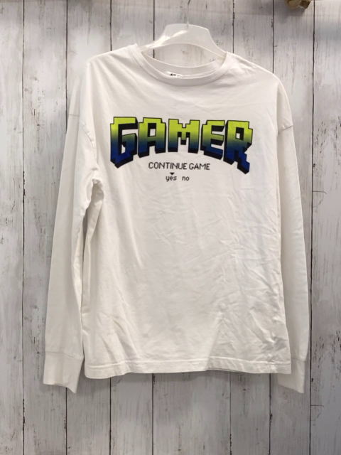 H&M  Langarmshirt  Gr. 170  weiß bunte Schrift Gamer 