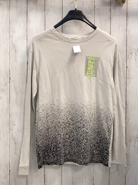 H&M  Langarmshirt  Gr. 170  hellgrau schwarzer Druck hellgrüne Schrift 