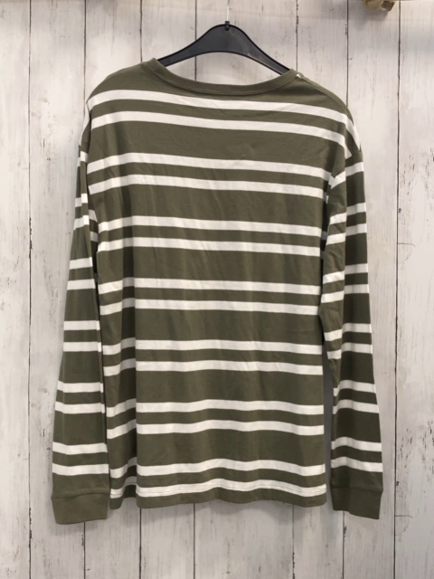 neu H&M  Langarmshirt  Gr. 170  kiwi weiße Streifen hellgrüneSchrift 
