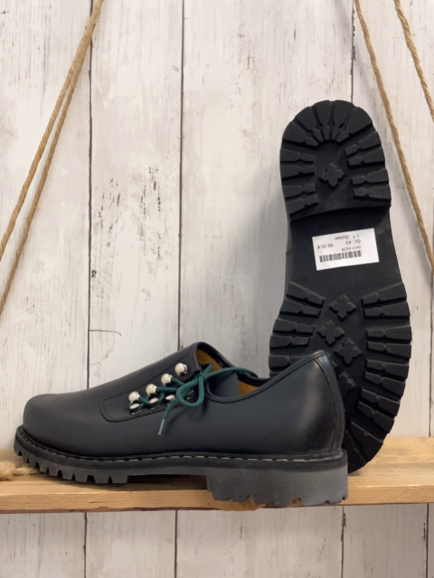 Goiser  Trachtenschuhe  Gr. 43  schwarz seitliche Schnürung mit grünem Schnürsenkel
