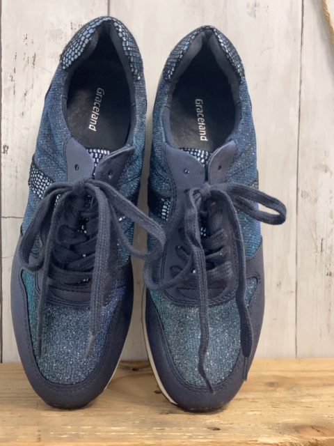   Schuhe Gr. 40  blau mit blau hellblau grau Glitzer 