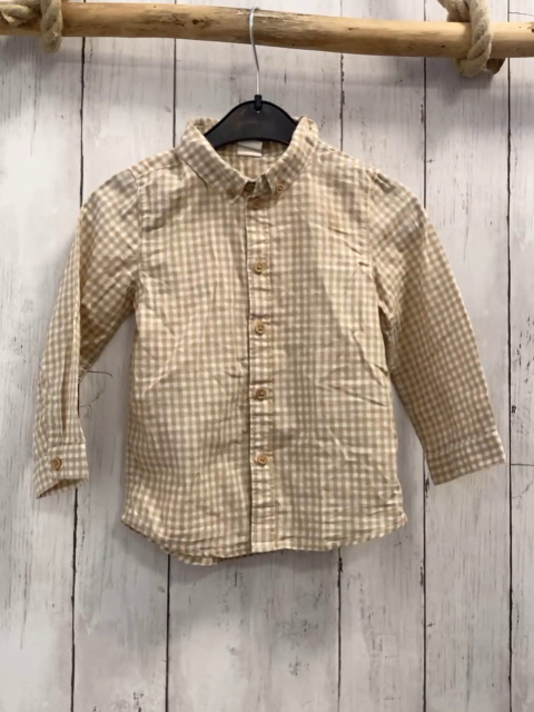 H&M Hemd Gr. 92  beige weiß kariert