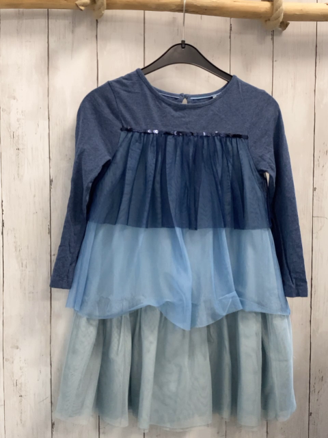 Mini Boden  Kleid  Gr. 122  blau + blau hellblau mint Tüllrüschen 