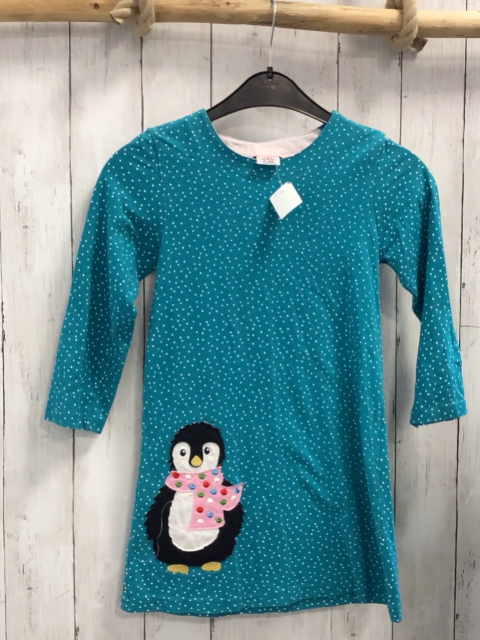   Kleid  Gr. 128  türkis weiße Punkte Pinguin 