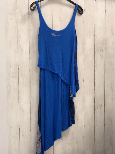 Desigual  Kleid Gr. M  blau schwarz mint Druck + bunte Blumen 