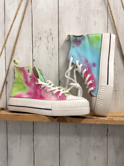 British Knights  Leinenboots  Gr. 40  hellblau pink hellgrün gemustert weiße dicke Sohle 