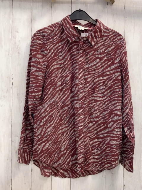 Boden  Bluse  Gr. 158/164  rotbraun + creme mit schwarzen Punkten 