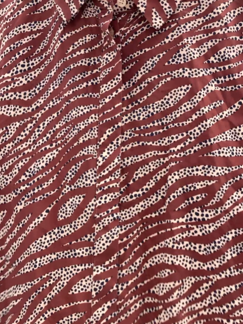 Boden  Bluse  Gr. 158/164  rotbraun + creme mit schwarzen Punkten 