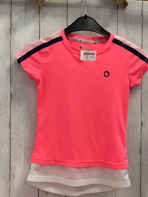 Alex  Sportshirt  Gr. 128  neonrot + weiß Netz + schwarzer Streifen 