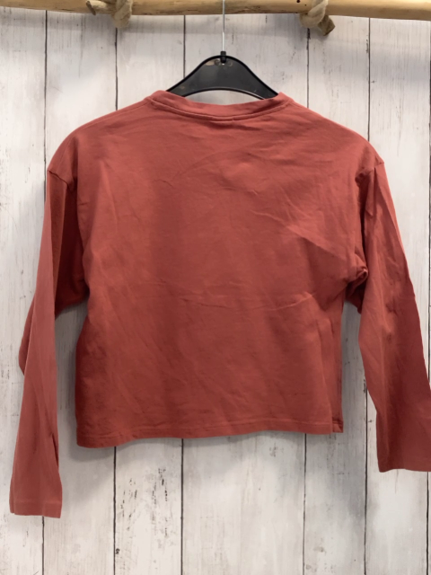 Zara  Langarmshirt  Gr. 140  rost rosa Pailettenschrift mit schwarzem Rand 