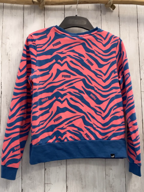 Puma  Pullover  Gr. 158  blau hellrot gemustert Schrift 