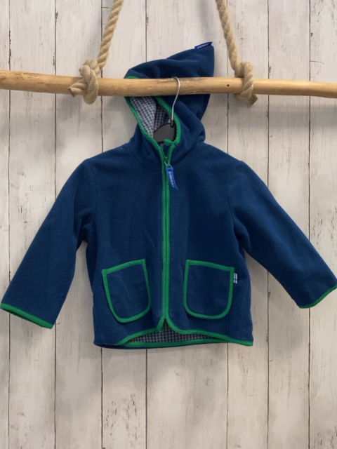Finkid  Fleecejacke  Gr. 92  blau Kapuze grüner Bund 
