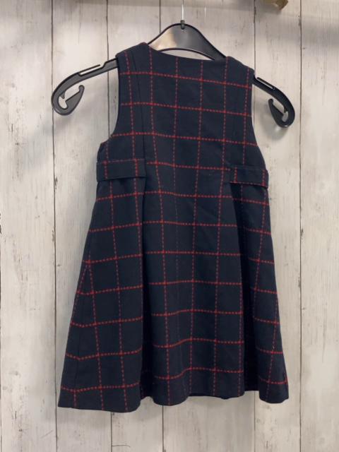 Jacadi  Kleid  Gr. 116  blau rote Karos Gürtelband mit goldenen Knöpfen