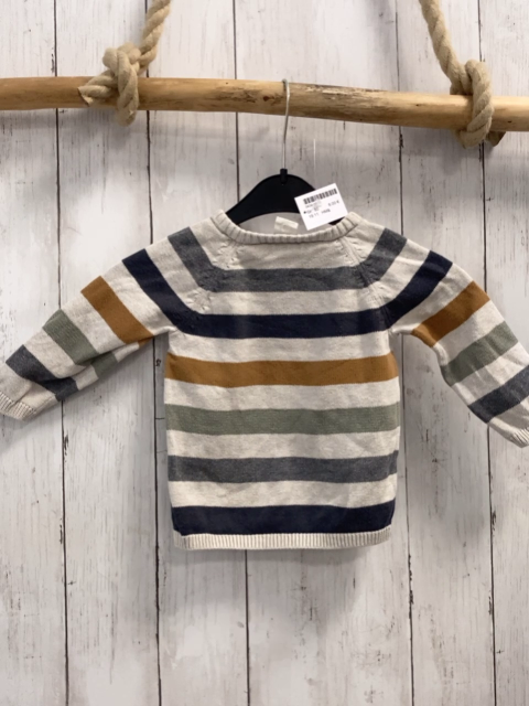 HM& Pullover  Gr. 80  weiß grau dunkelgrau kiwi ocker Streifen Strick