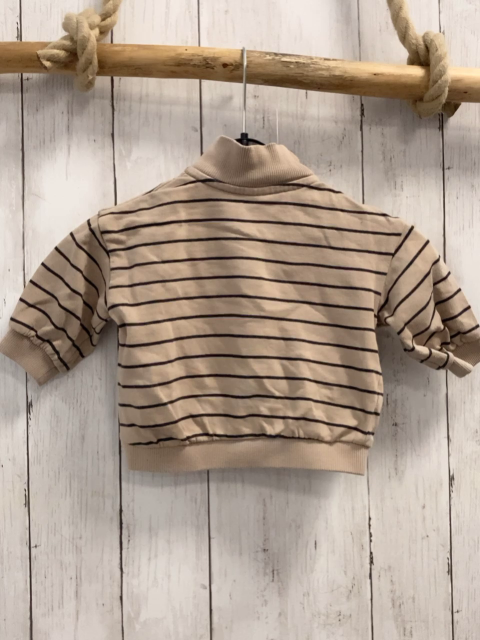 HM& Pullover  Gr. 74  beige dunkelgraue Streifen Reißverschluss 