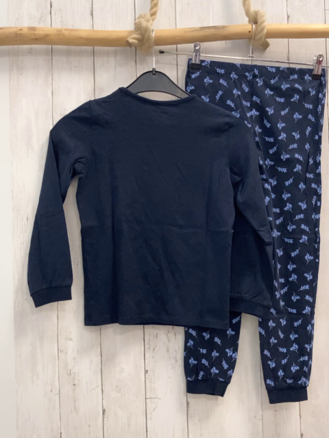 2tlg  Schlafanzug  Gr. 122/128  blau Eule + hellblaue Blätter 