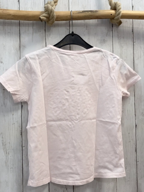 Zara  T-Shirt  Gr. 128  rosa glänzende Blumen in Herzform schwarze Schrift 