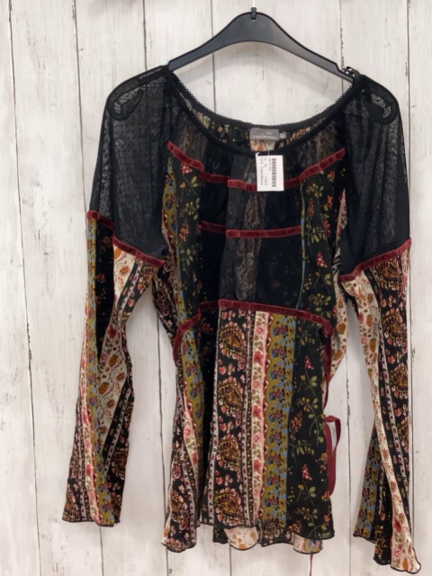 Casa Blanca Bluse Gr. 42  schwarz ocker rot gemustert