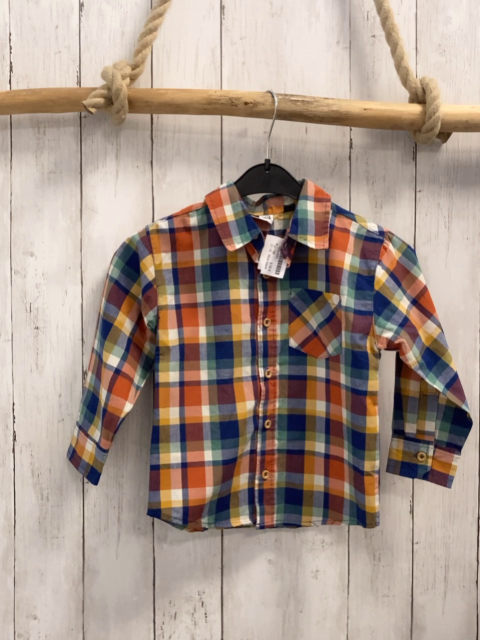 Mick Mack  Hemd  Gr. 98  blau orange ocker mint weiß kariert 