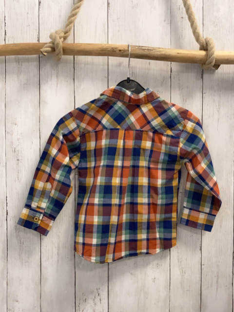 Mick Mack  Hemd  Gr. 98  blau orange ocker mint weiß kariert 